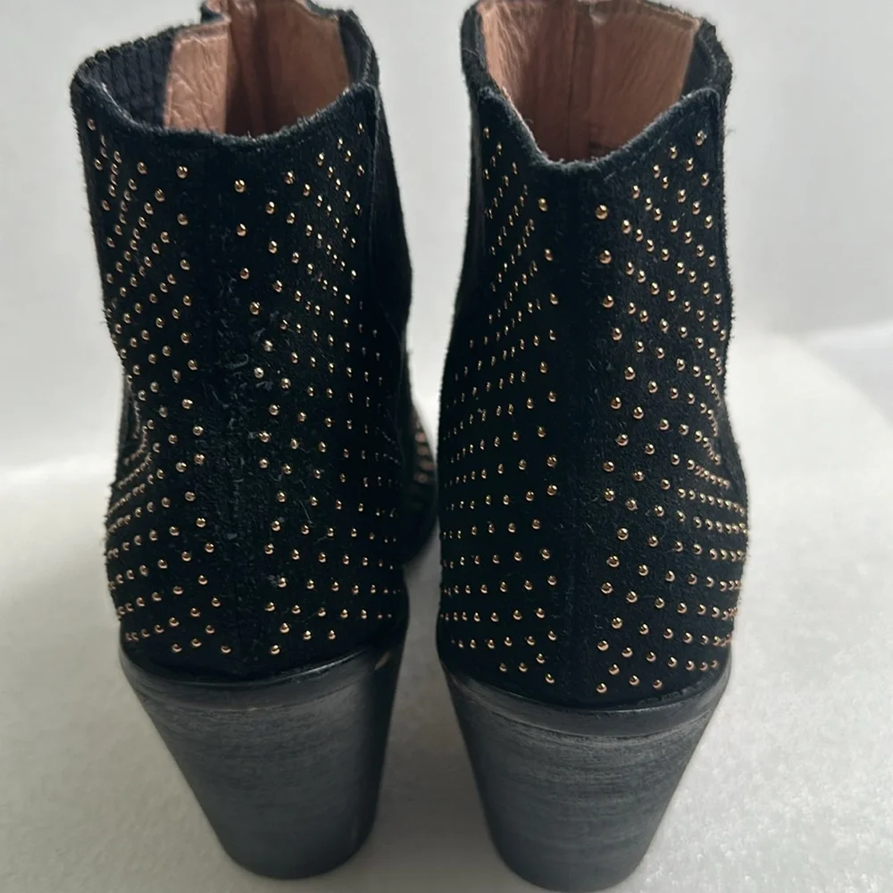 Any anthropology black micro beaded suede ankle boots size 8